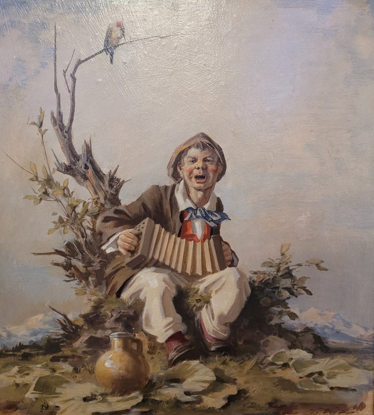 Gustav Eyer (1887-1946) Ölgemälde Humorvolle Darstellung eines Musikers
