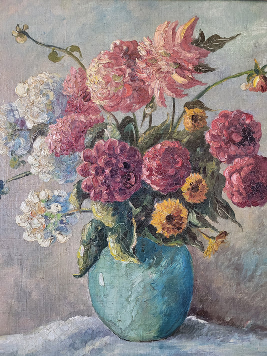 Jakob WEITZ (1888-1971) Ölgemälde Stillleben Blumenstrauß Handsigniert