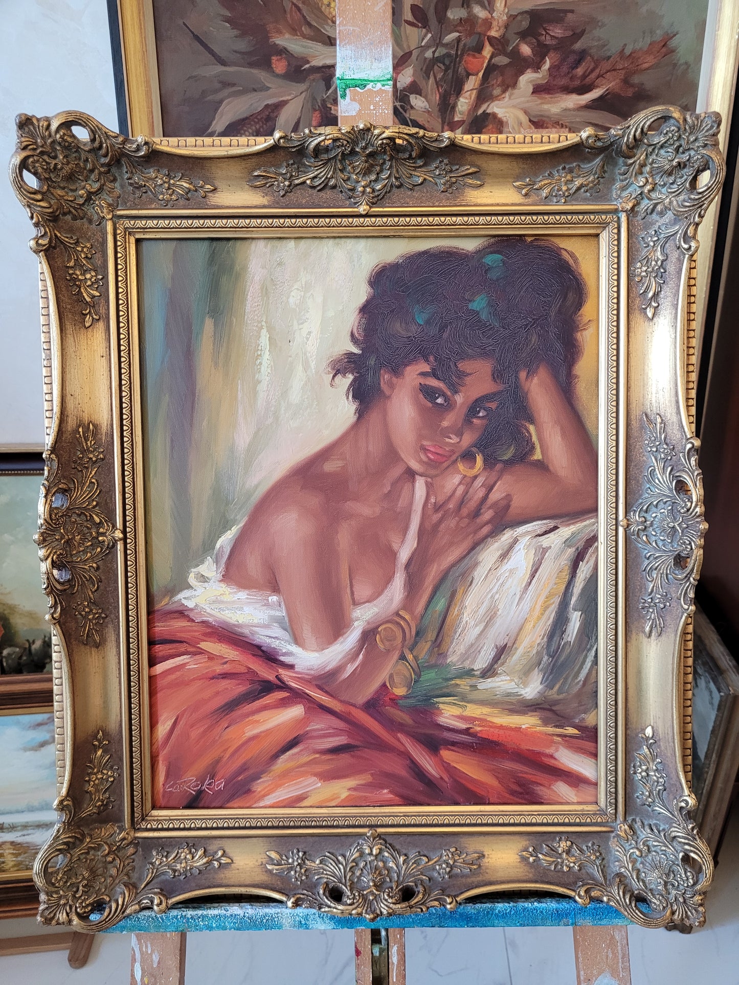 ROMÀ ROKA (XX) Ölgemälde Roma Frau Portrait 65x55cm