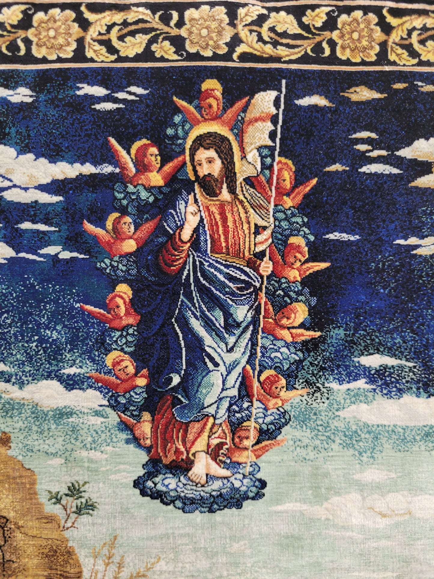 Handgeknüpfter Orientteppich Hereke Seide Özipek Fein Signiert Jesus Motiv