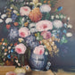 Europäische Schule (XX) Ölgemälde Blühendes Blumenstillleben 72x62cm