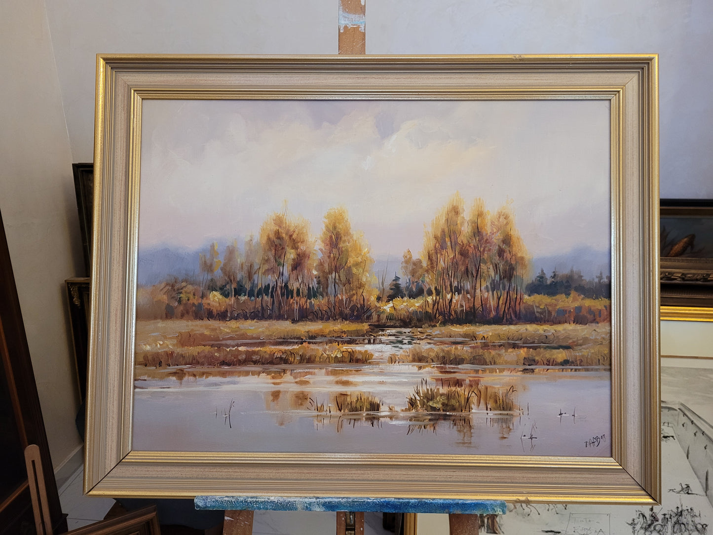 Daab (XX) Ölgemälde Landschaft mit See 71x92cm