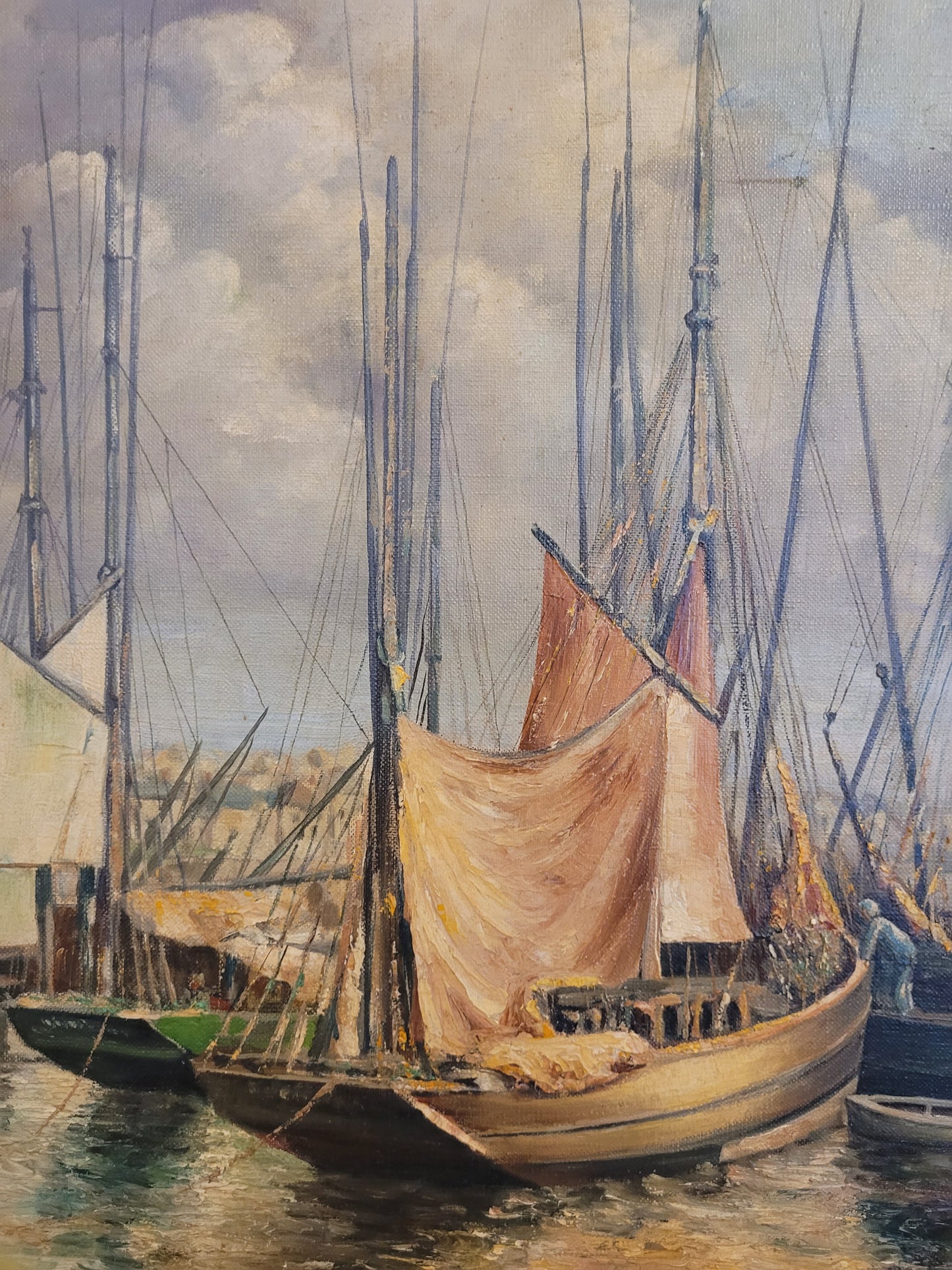 H. Maisonneeuve (XIX-XX) Ölgemälde Bretonischer Hafen 60x80cm