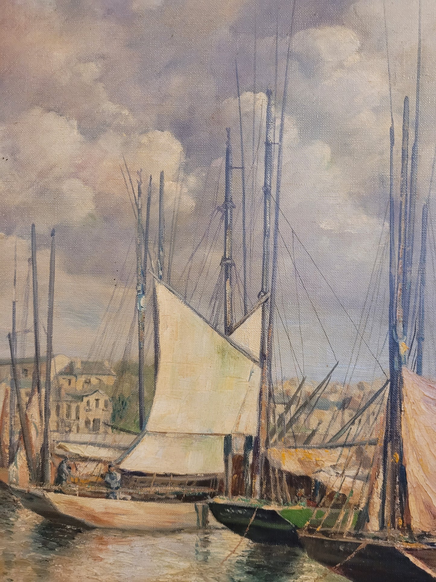 H. Maisonneeuve (XIX-XX) Ölgemälde Bretonischer Hafen 60x80cm