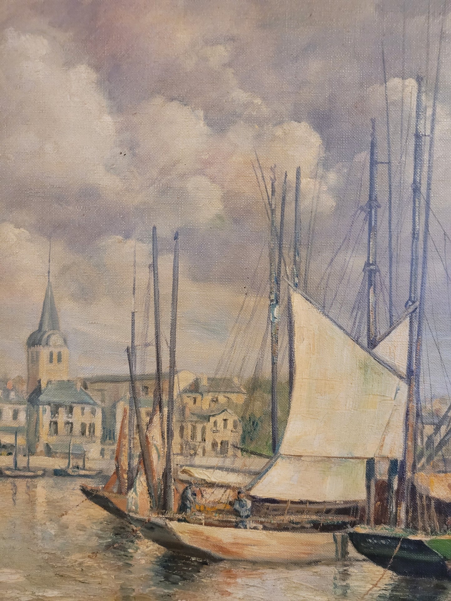 H. Maisonneeuve (XIX-XX) Ölgemälde Bretonischer Hafen 60x80cm