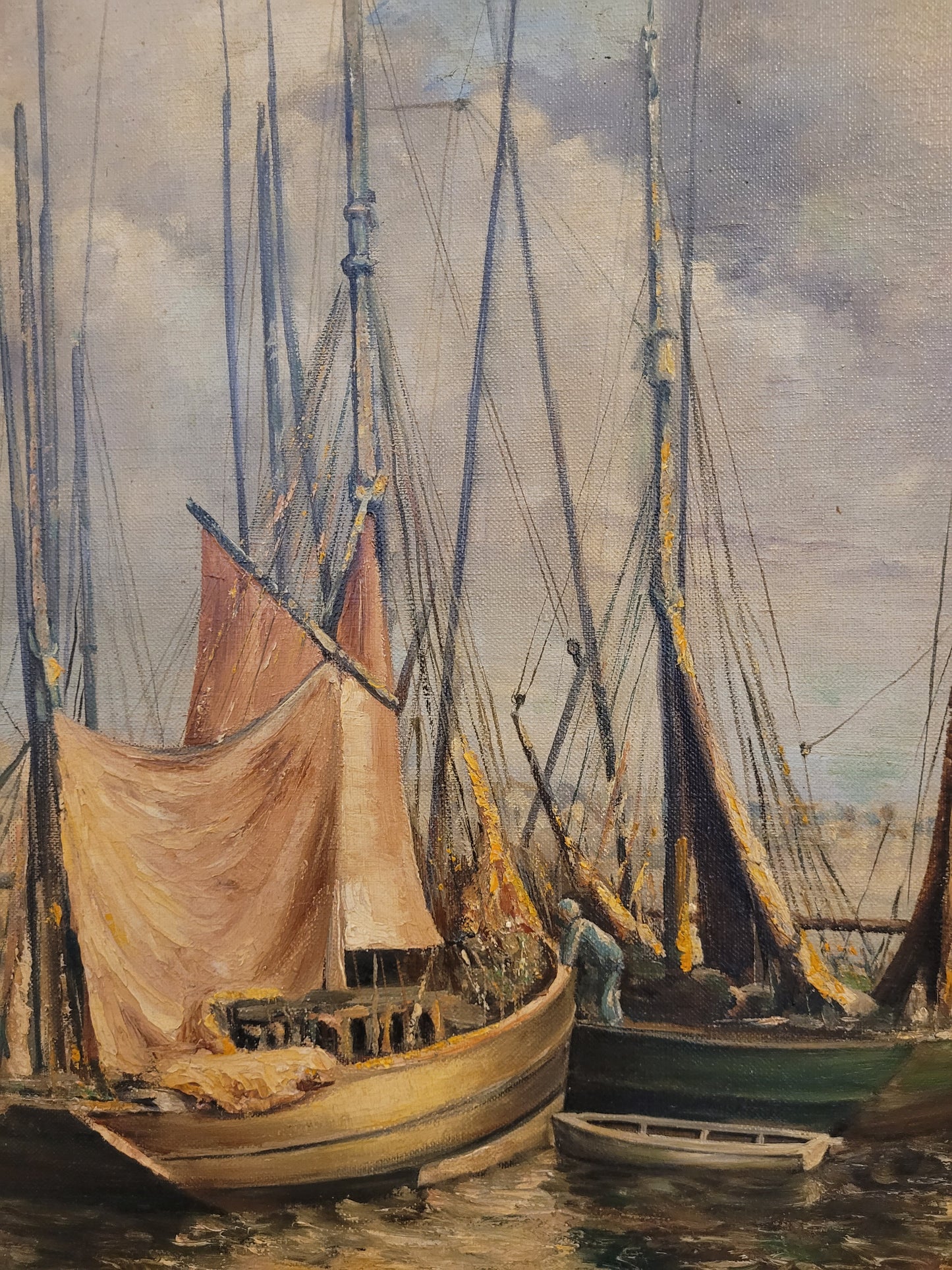 H. Maisonneeuve (XIX-XX) Ölgemälde Bretonischer Hafen 60x80cm