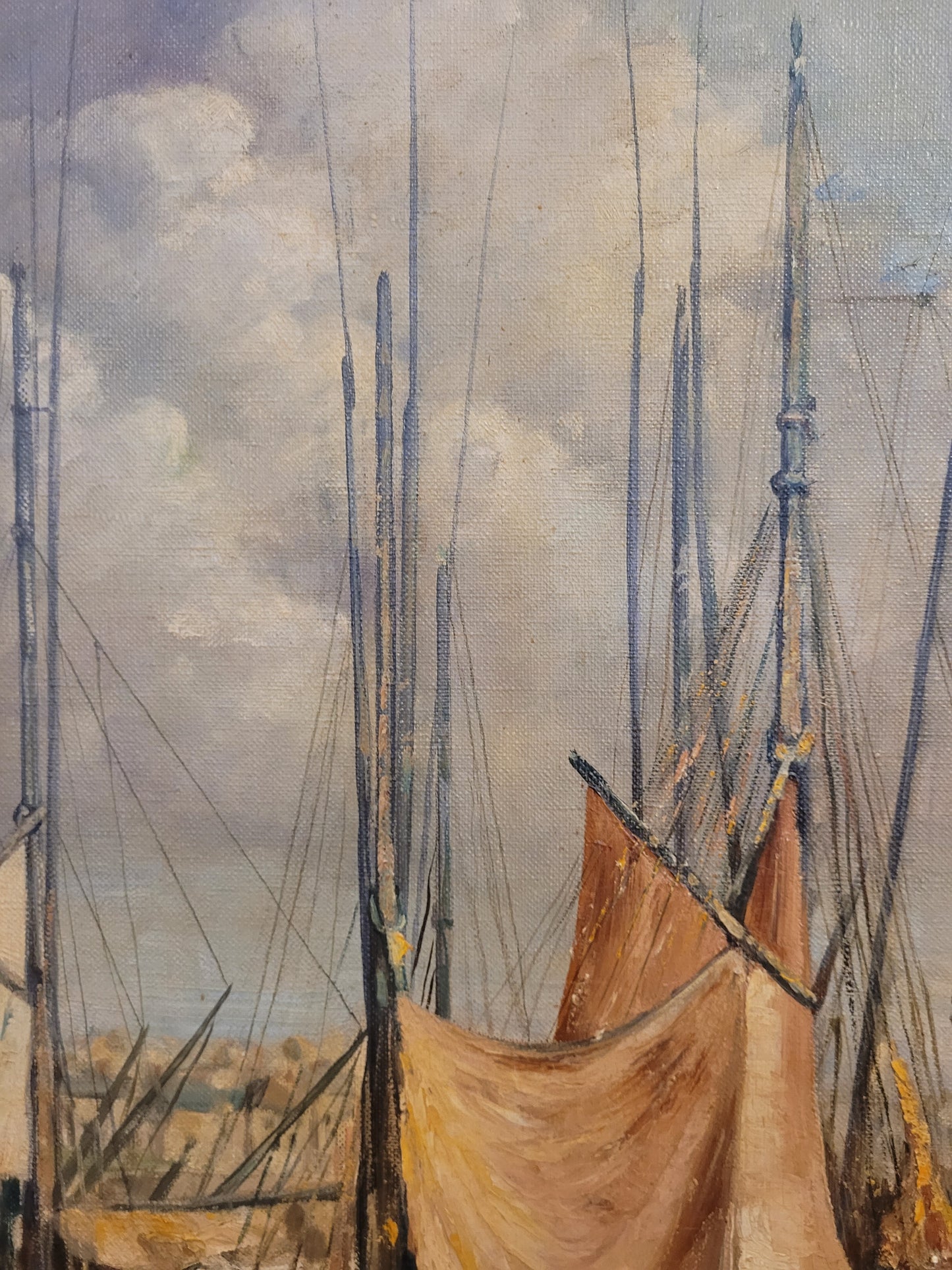 H. Maisonneeuve (XIX-XX) Ölgemälde Bretonischer Hafen 60x80cm