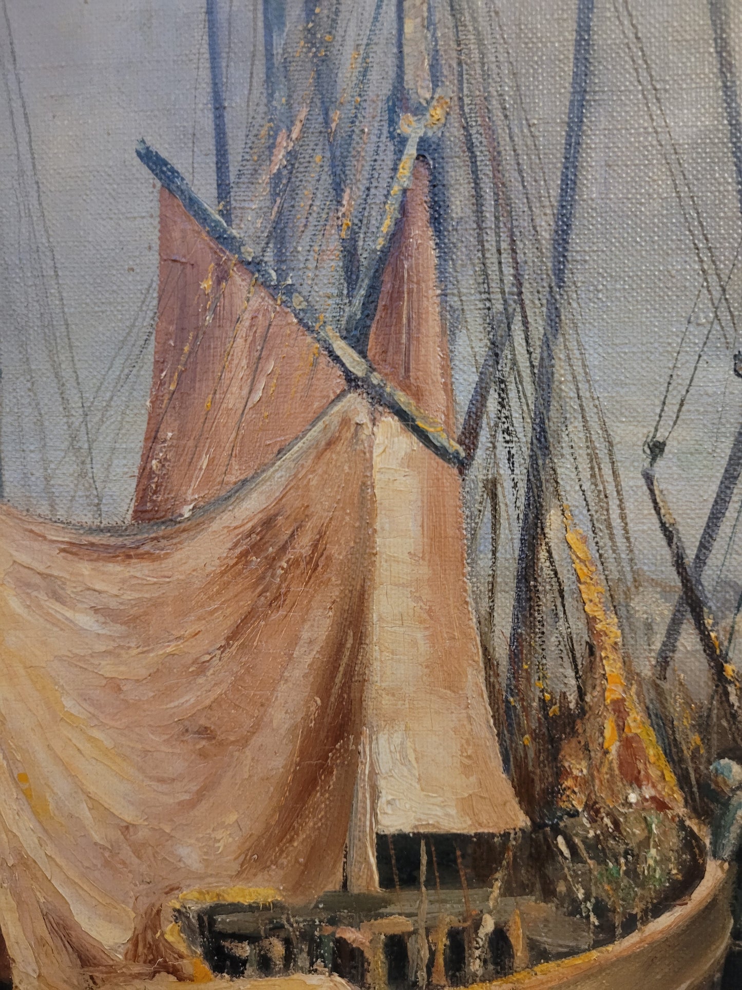 H. Maisonneeuve (XIX-XX) Ölgemälde Bretonischer Hafen 60x80cm