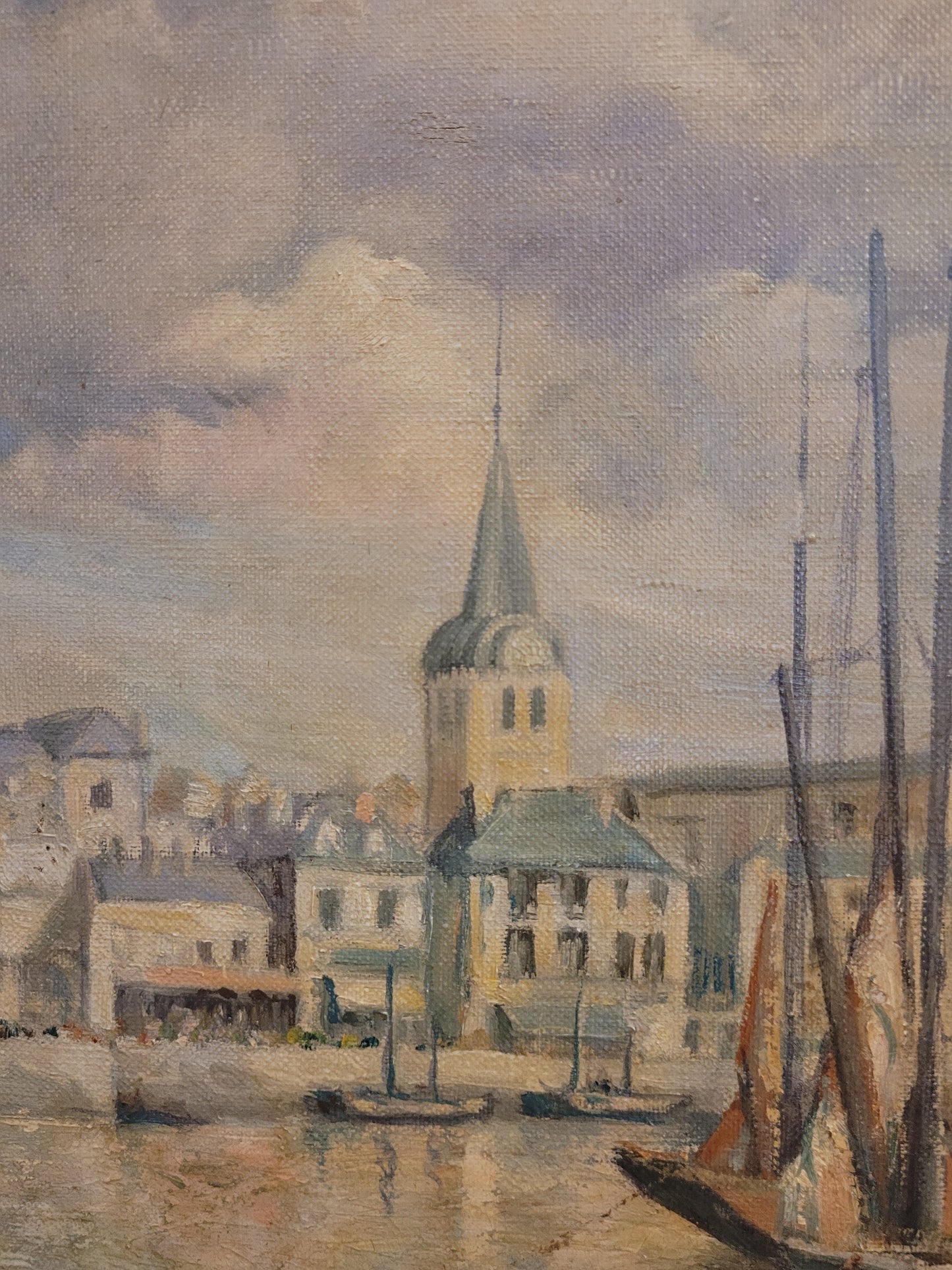 H. Maisonneeuve (XIX-XX) Ölgemälde Bretonischer Hafen 60x80cm