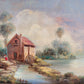 J. Tery (XX) Ölgemälde Sommerlandschaft Haus am See 25x30cm