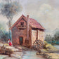 J. Tery (XX) Ölgemälde Sommerlandschaft Haus am See 25x30cm