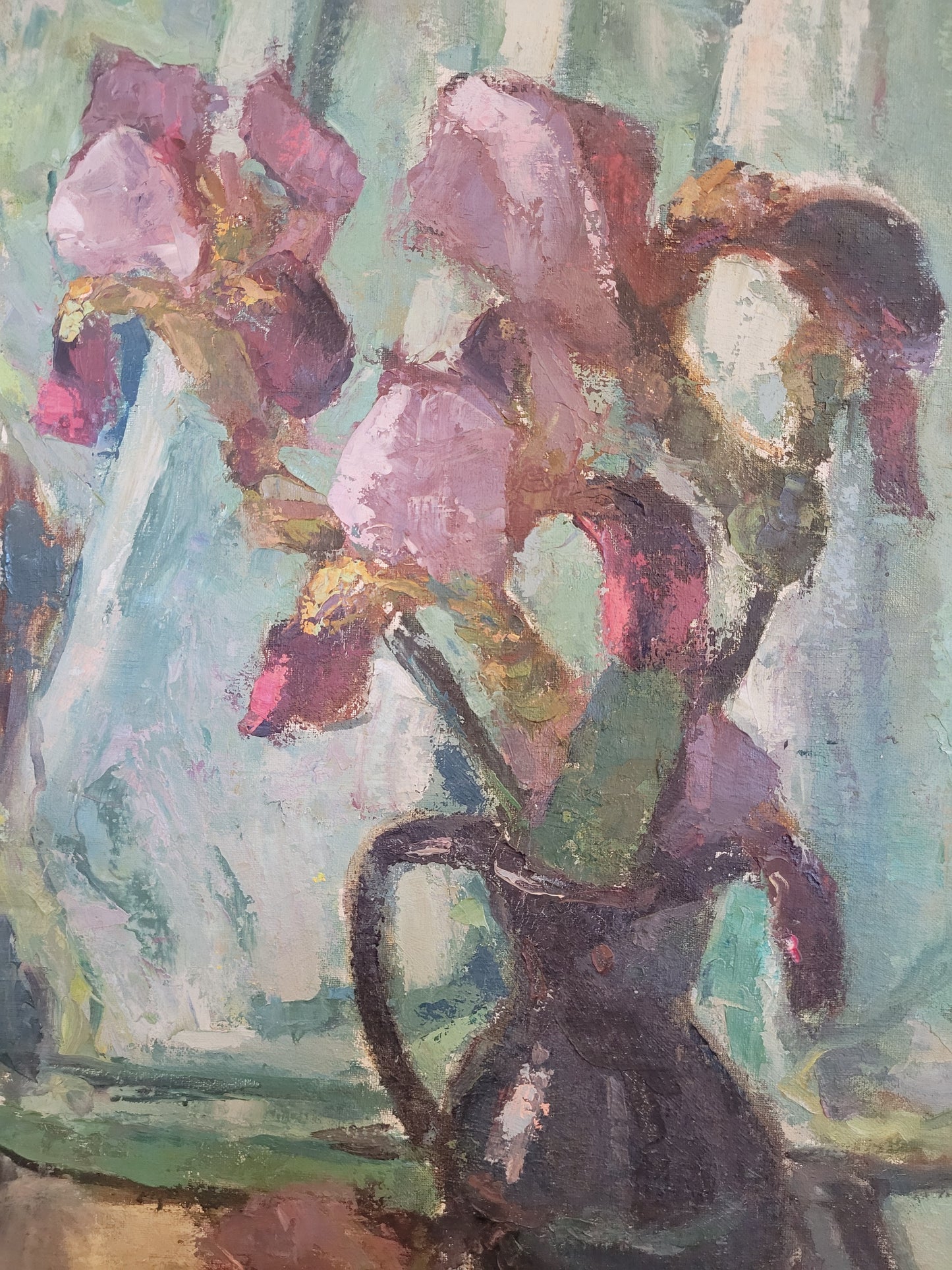 Deutsche Schule (XX) Ölgemälde Impressives Blumenstillleben 80x55cm