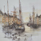 Dänisch (XX) Grafischer Farbdruck, Hafen von Kopenhagen 30x30cm