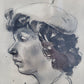 Original Grafik, Seitliches Portrait einer jungen französischen Dame