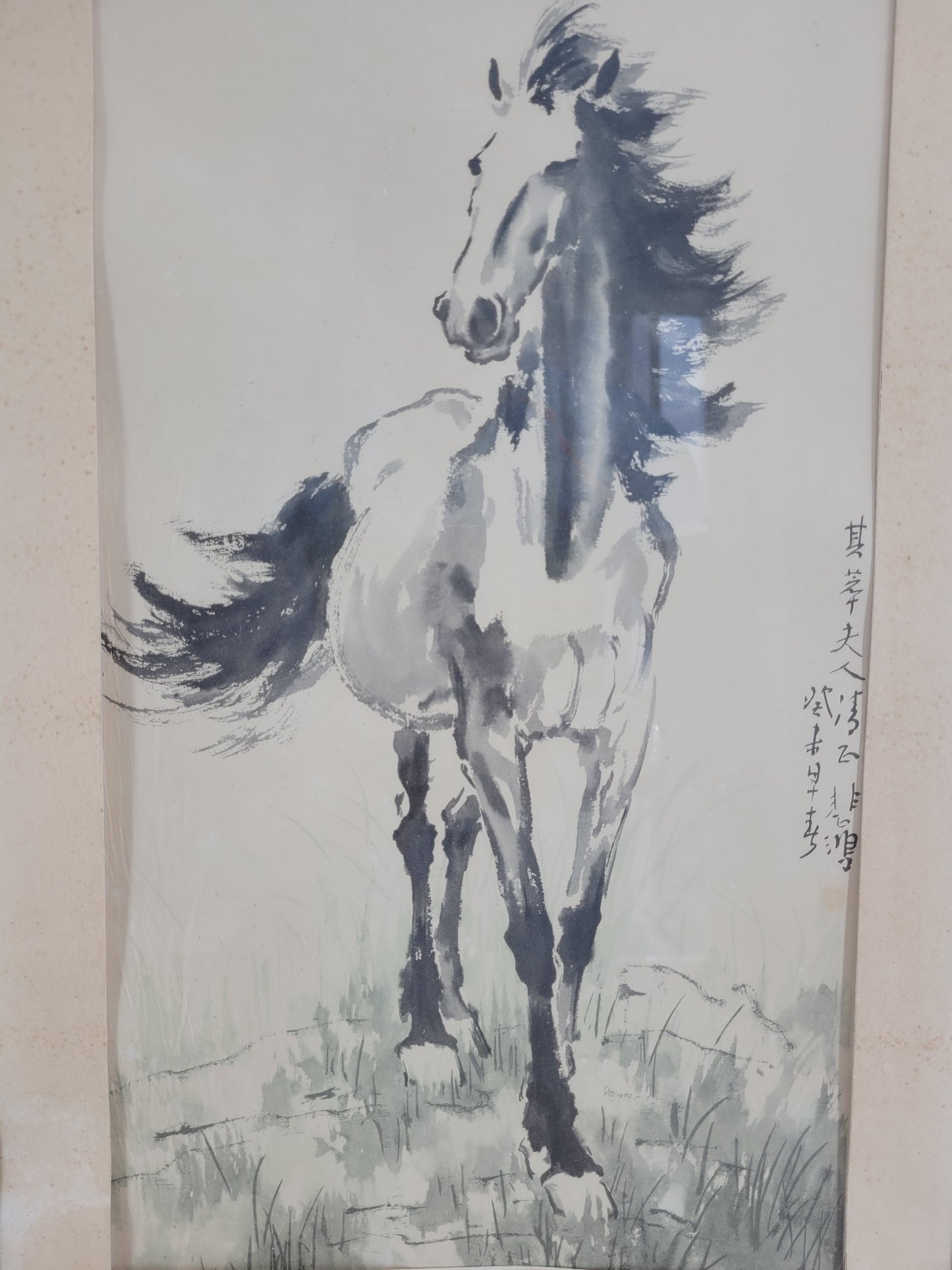 Xu Beihong (1895-1953) Grafik chinesisches Wildpferd 60x33cm