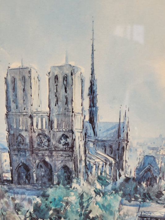 Lucien Delarue (1925-2011) Lithographie Kathedrale Notre Dame in Paris