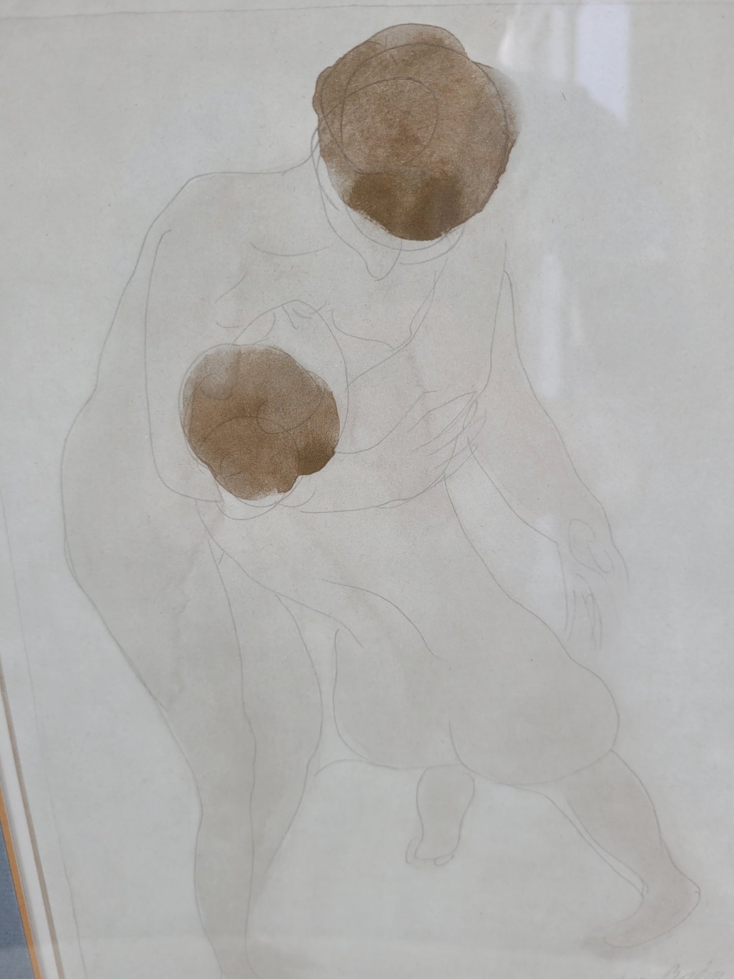 Auguste Rodin (1840-1917) Farbgraphik Zwei weibliche Akte 42x30