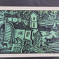 Original Holzschnitt, Handsigniert Expressiv Chaotisches Dorf 40x45cm