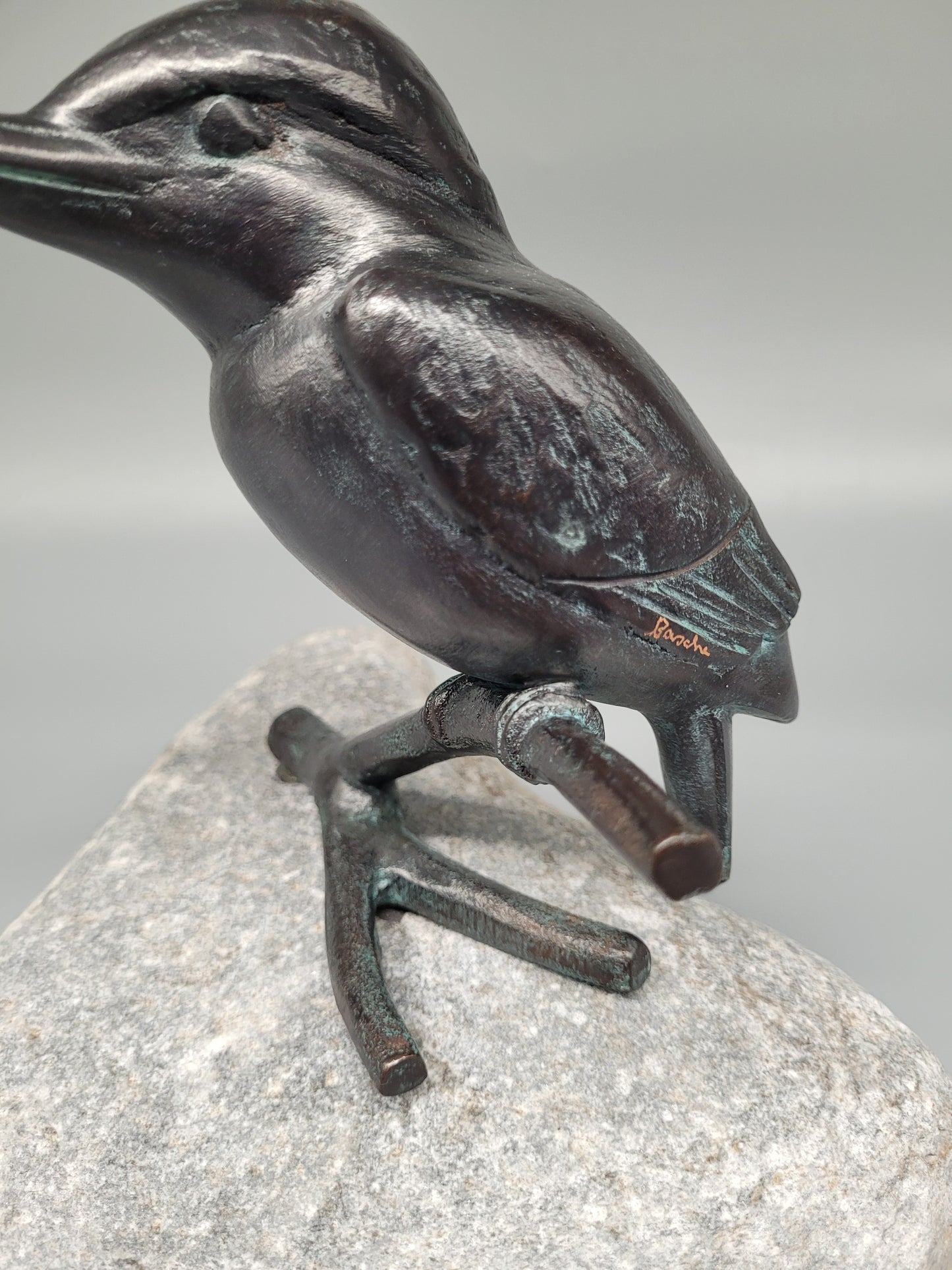 Figur Skulptur Eisvogel aus Bronze Signiert