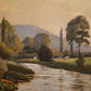 Deutsche Schule (XX) Ölgemälde Landschaft mit Fluss und Kühen 90x110cm