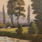 Deutsche Schule (XX) Ölgemälde Landschaft mit Fluss und Kühen 90x110cm