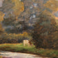 Deutsche Schule (XX) Ölgemälde Landschaft mit Fluss und Kühen 90x110cm