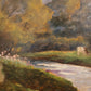 Deutsche Schule (XX) Ölgemälde Landschaft mit Fluss und Kühen 90x110cm