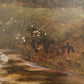 Deutsche Schule (XX) Ölgemälde Landschaft mit Fluss und Kühen 90x110cm