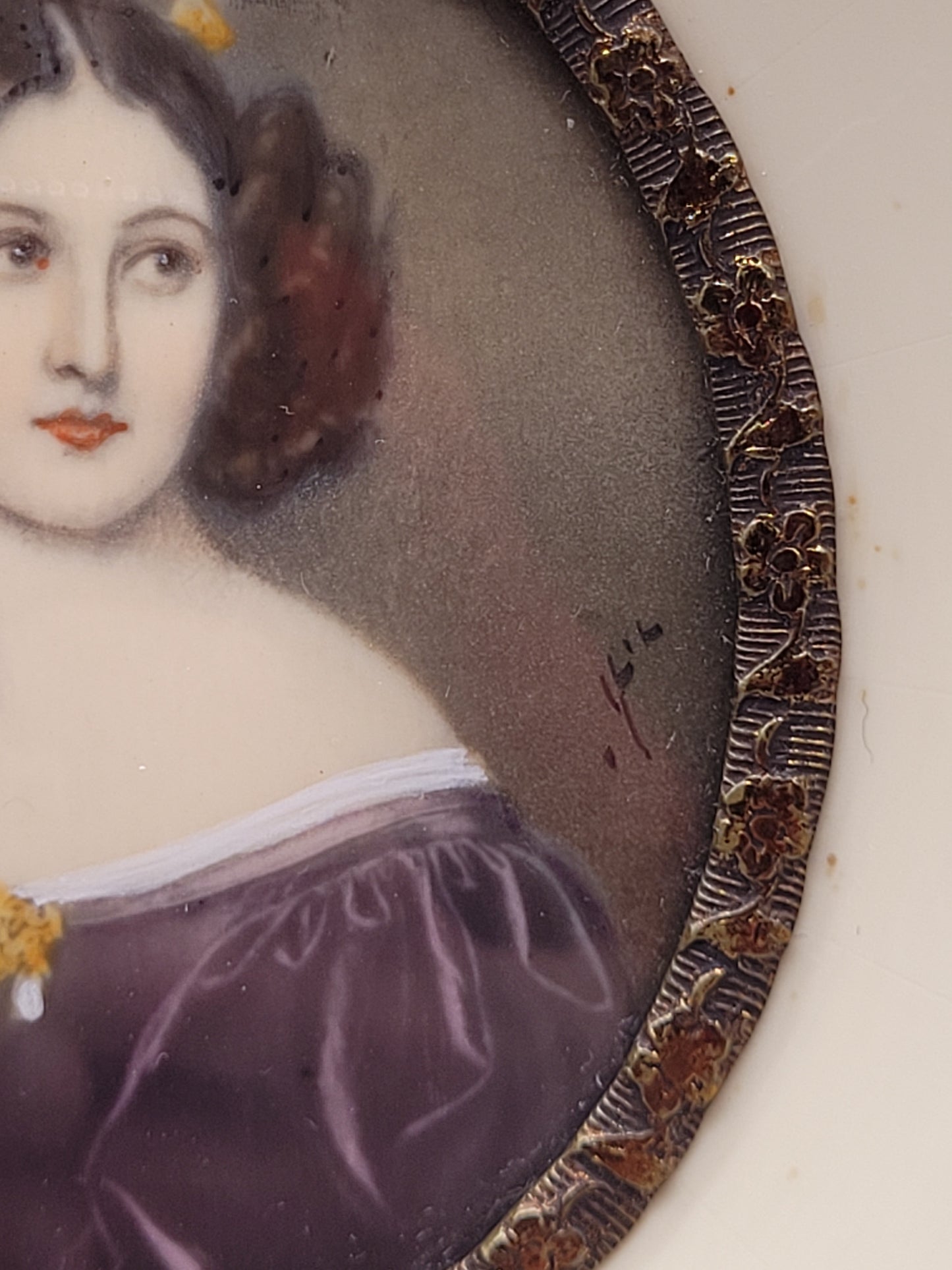 Antike Lumpenmaleri mit Bein-Arbeit: Porträt einer Frau