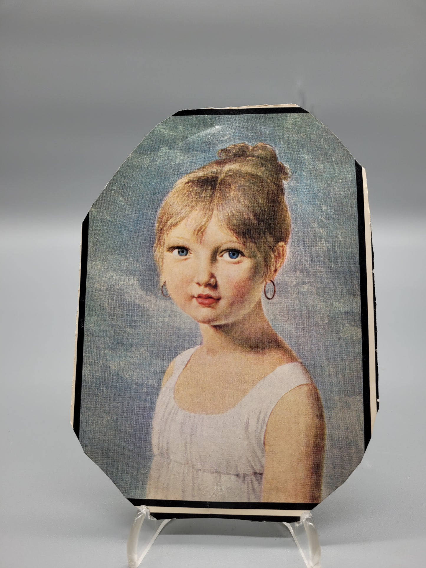 Antike Lumpenmaleri mit Bein-Arbeit: Porträt eines Mädchens