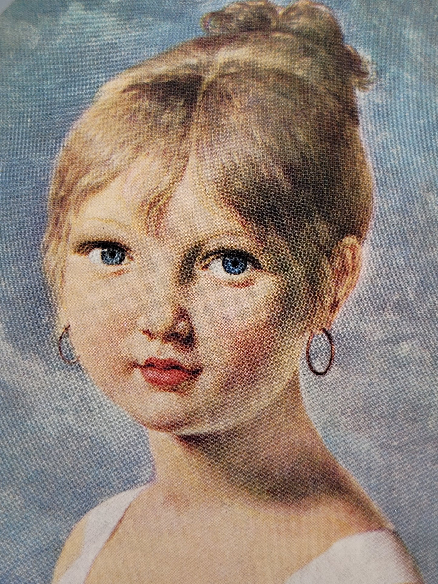 Antike Lumpenmaleri mit Bein-Arbeit: Porträt eines Mädchens