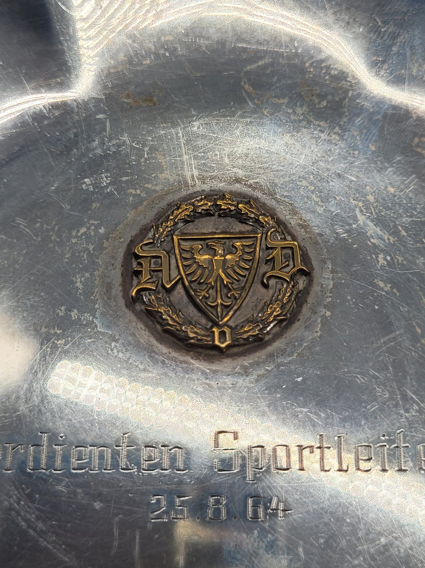 Antike Sterling-Silberschale Sportleiter-Abzeichen vom 25.08.64