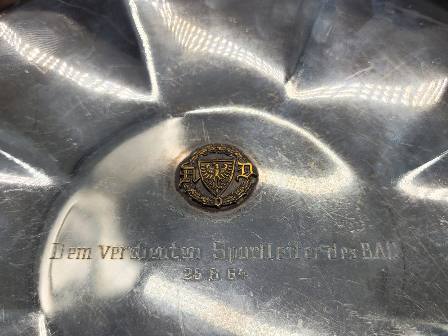 Antike Sterling-Silberschale Sportleiter-Abzeichen vom 25.08.64