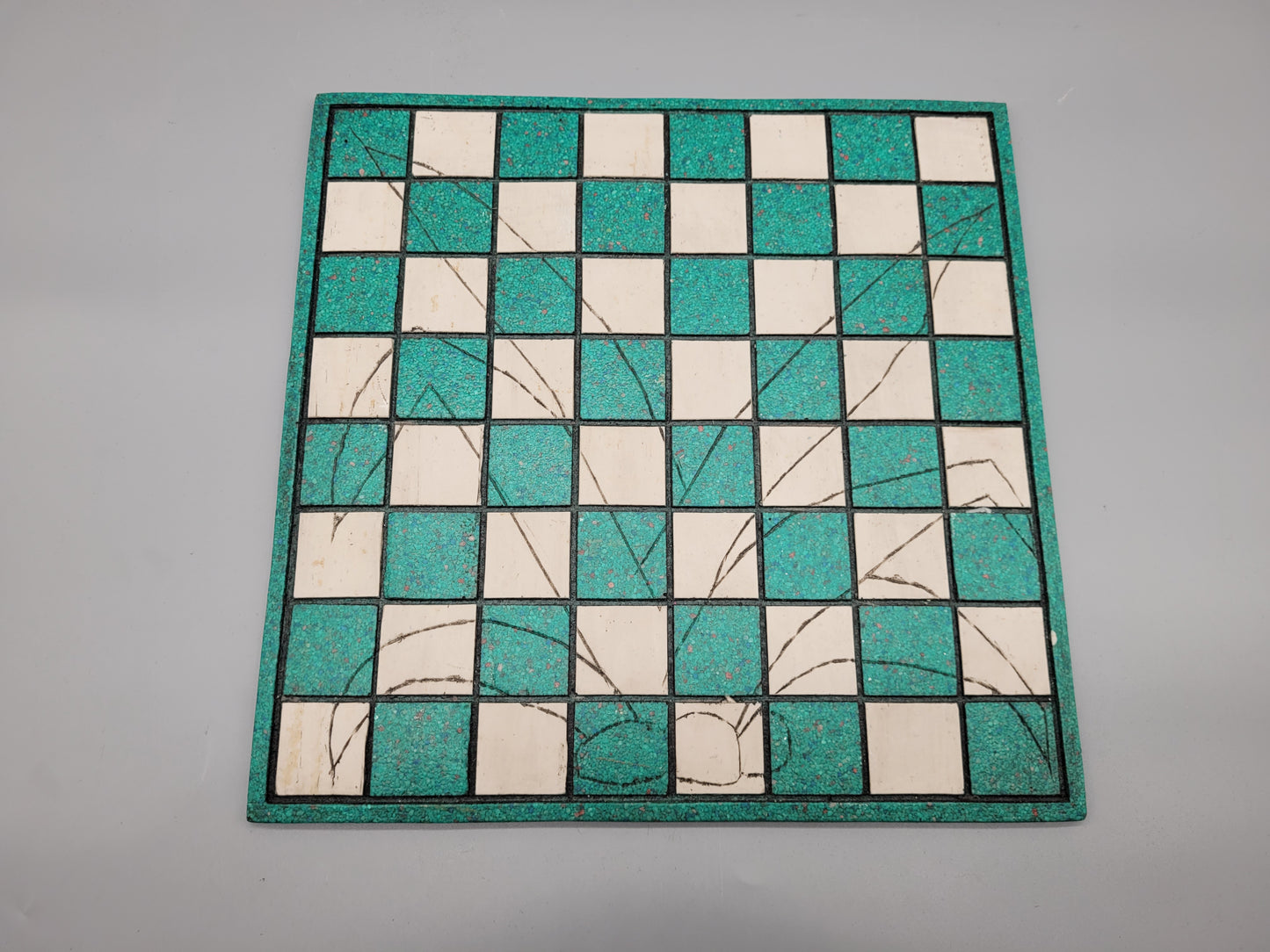 Antikes handgefertigtes Schachbrett - Seltene in Handarbeit