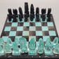 Designer Schachspiel  Schach-Set aus Obsidian und Kristall 32 Figuren