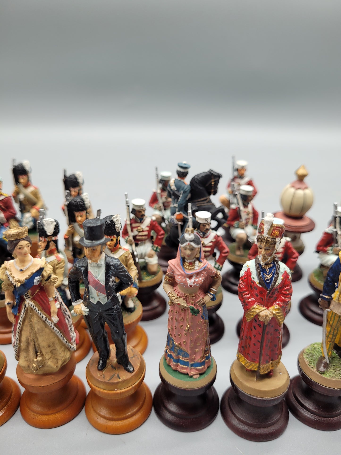 Antike Selten zinn Handbemalte 32 Schachfiguren Schachspiel