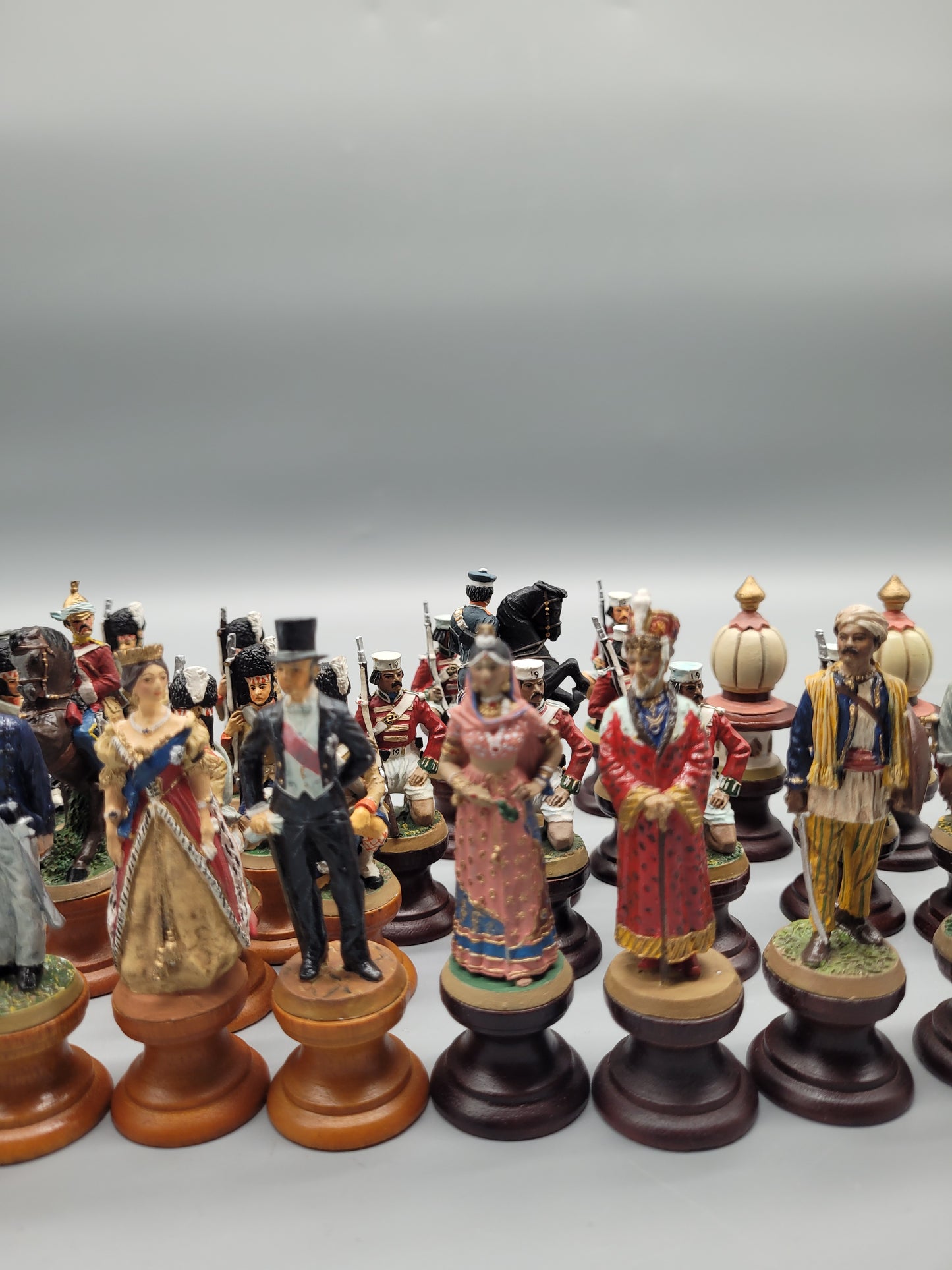 Antike Selten zinn Handbemalte 32 Schachfiguren Schachspiel