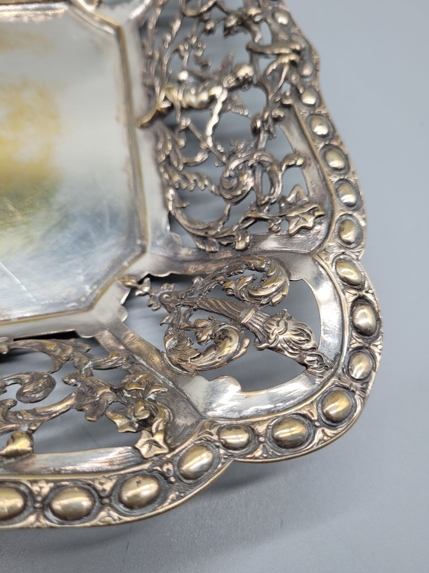 Antike Rokoko Silber Schale, 800er Silber, gepunzt Halbmond mit Krone