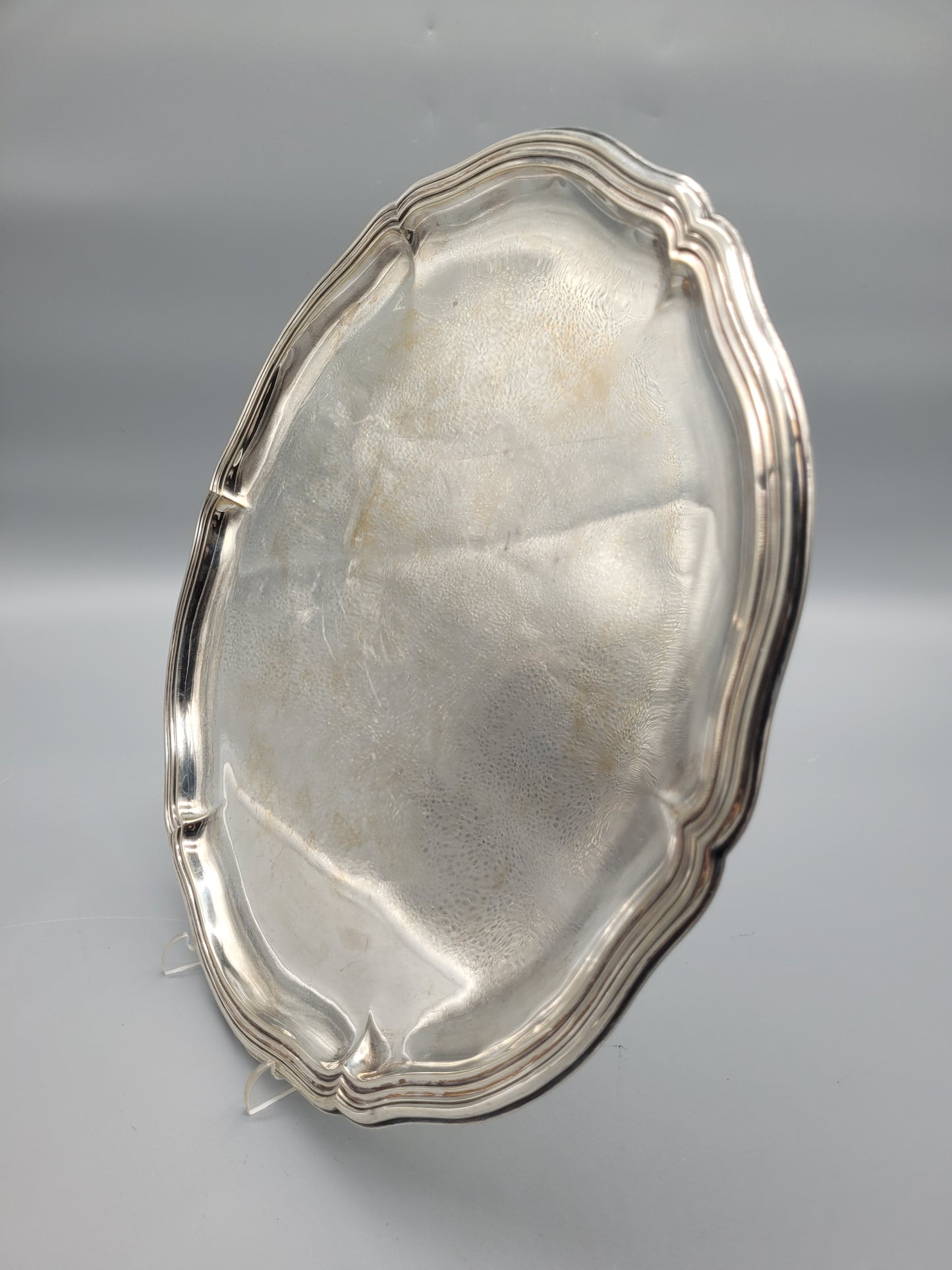 Antikes Jugendstil 835er Silber Tablett Halbmond mit Krone