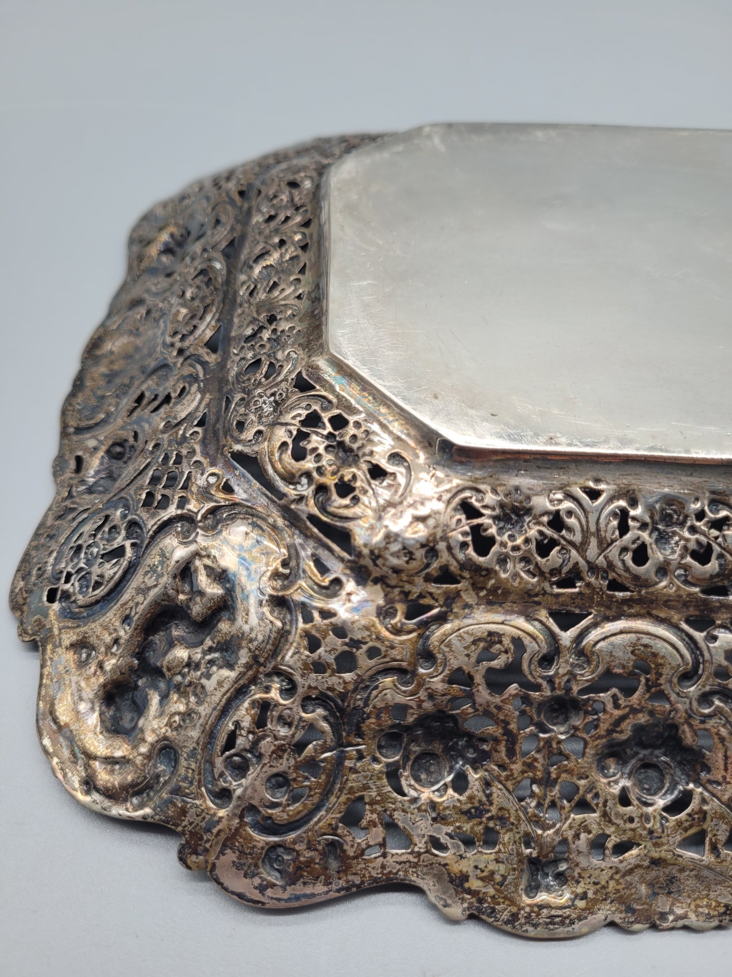 Antike Art Nouveau, Jugendstil 800er Silber Schale, Zierschale
