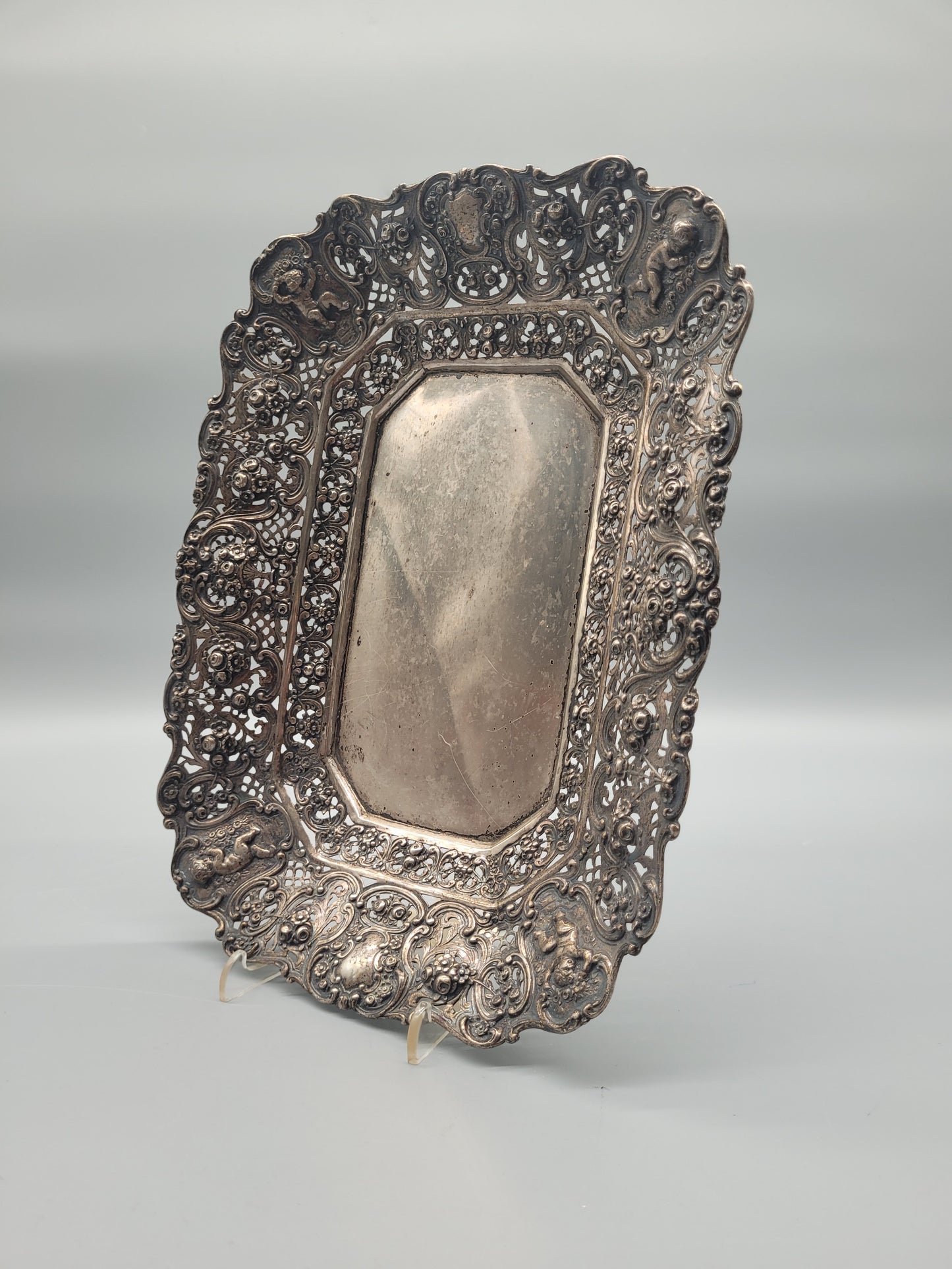 Antike Art Nouveau, Jugendstil 800er Silber Schale, Zierschale
