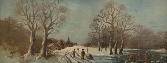 Johan Peter ALLROGGEN (geb. 1942) Ölgemälde Winterlandschaft 23x37