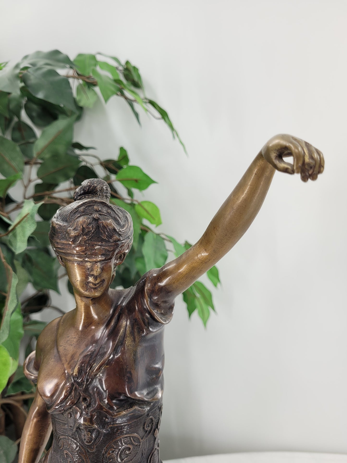 Alois Mayer (1855-1936) Bronze, Justitia Skulptur Symbol der Gerechtigkeit
