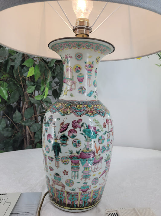 Antike Chinesische Vasenlampe Qing-Dynastie 1862-1875