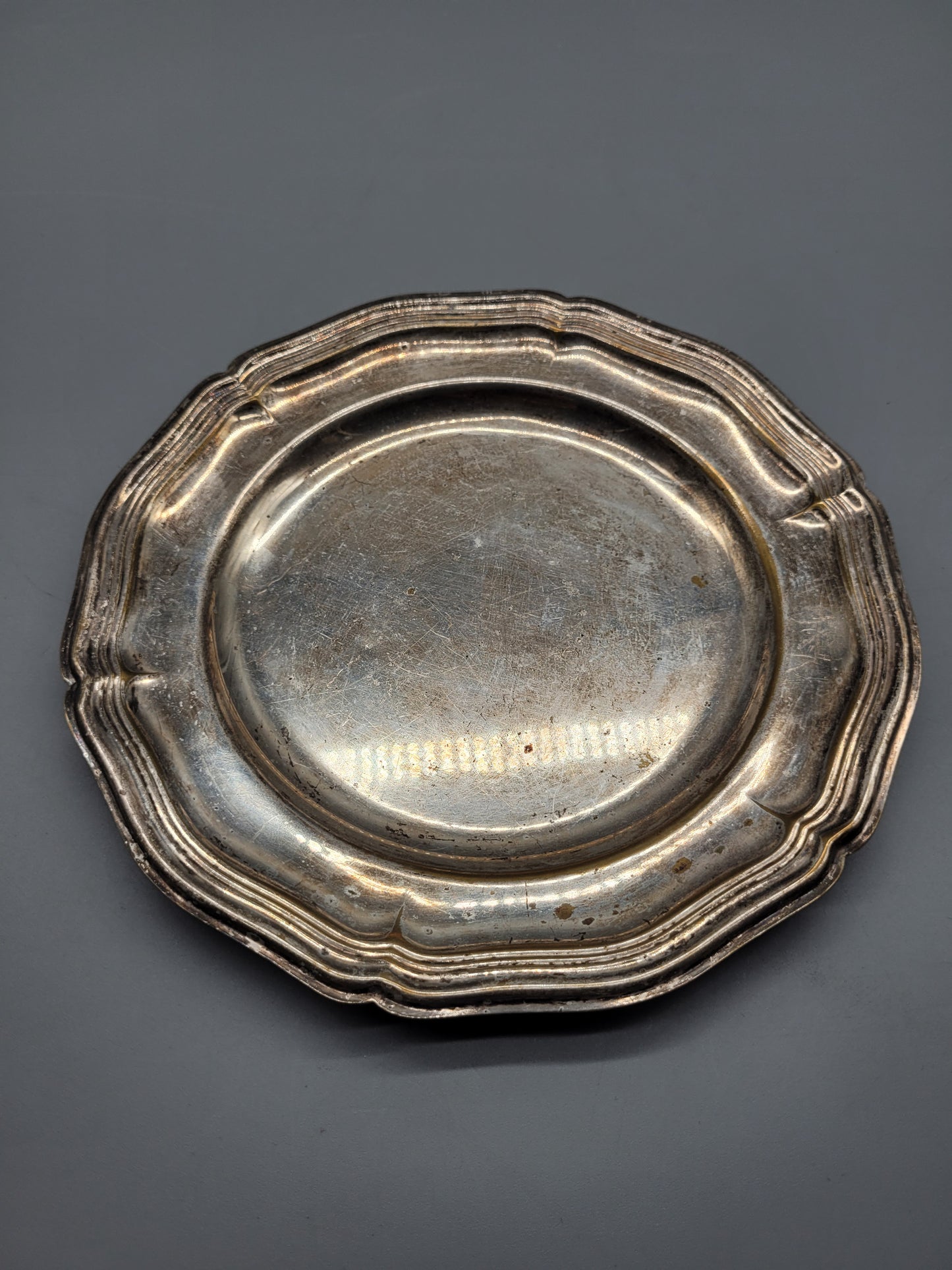 Geschwungener Antiker Silber Teller, Versilbert Silber Plated