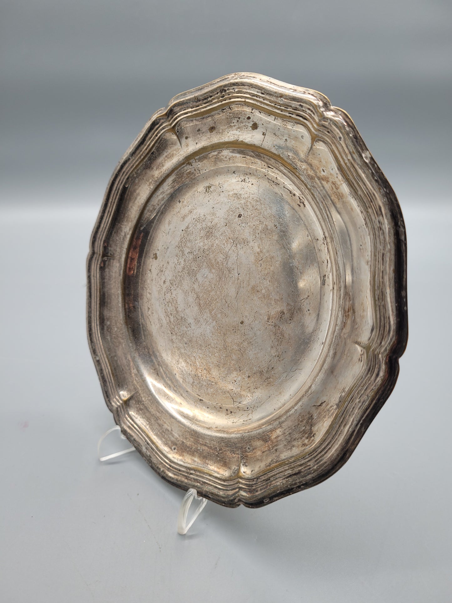 Geschwungener Antiker Silber Teller, Versilbert Silber Plated