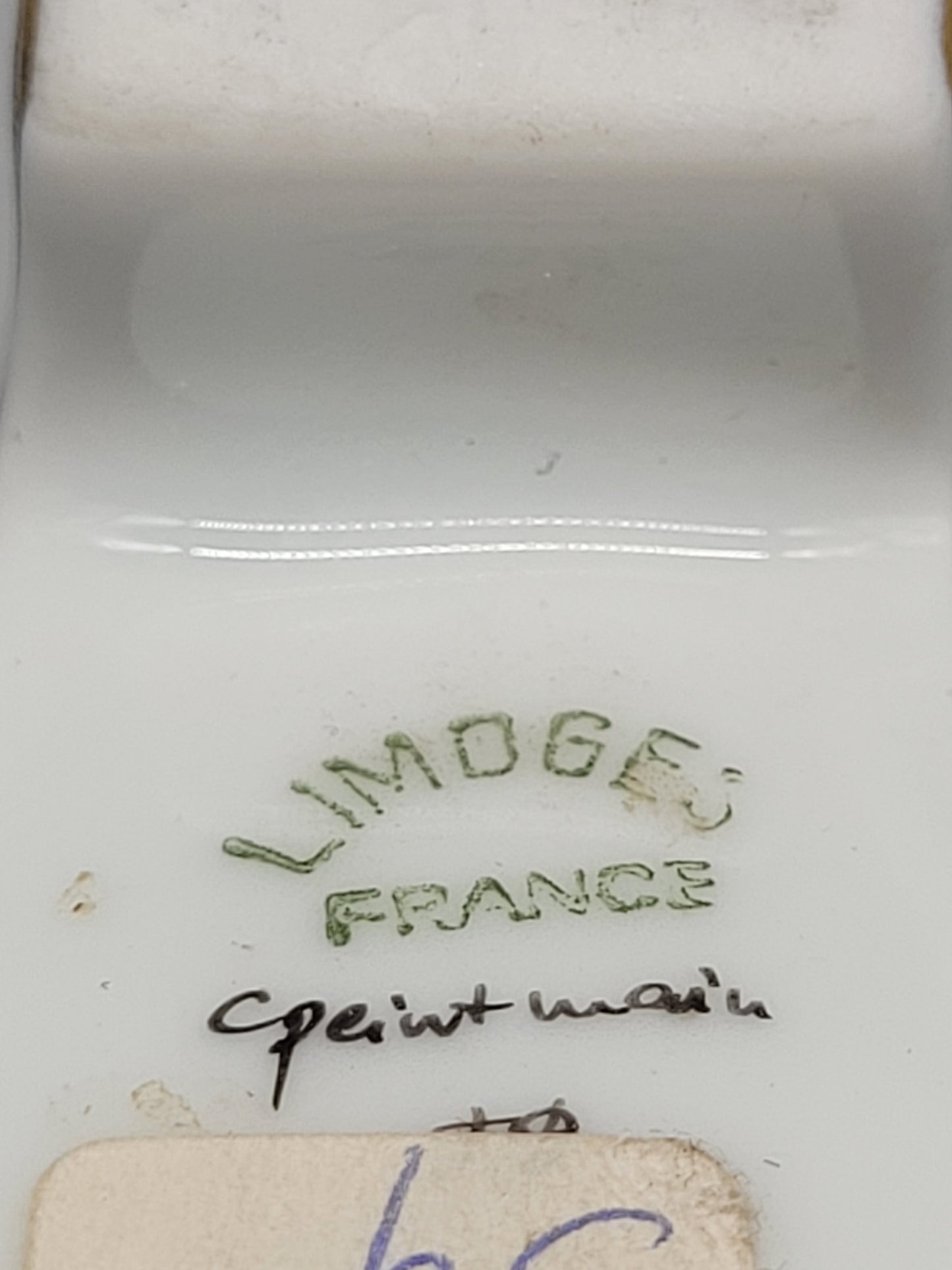 Limoges France Porzellandose in Form eines Kurzstiefels Handbemalt