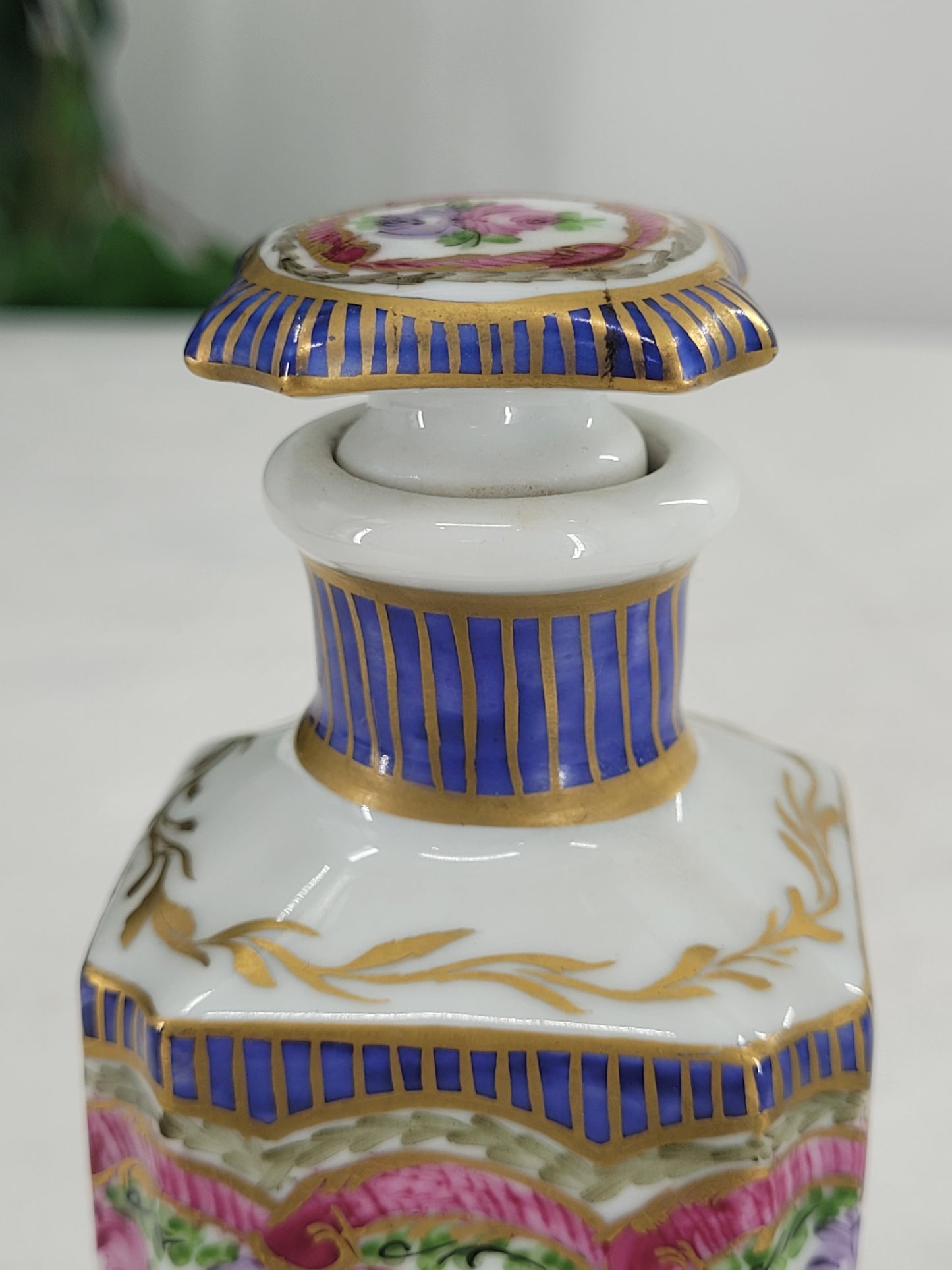 Antike Limoges France Parfümflasche Handbemalt Rosendekor