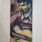 Moderne kraftvolle Grafik Lithographie (XX) Mann mit Gitarre Handsigniert