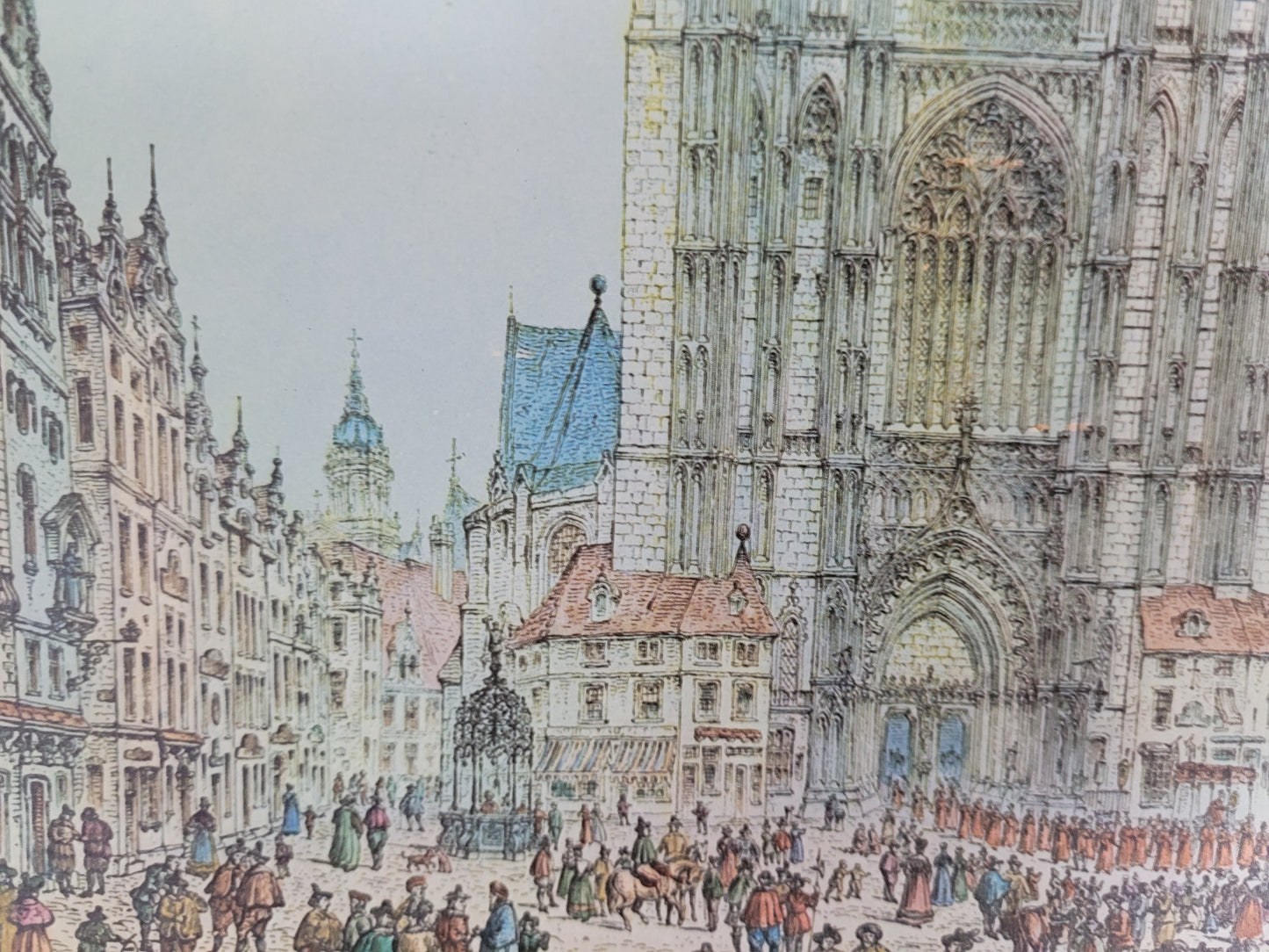 John Coney (1786-1833) Farbradierung Antwerp's Cathedral